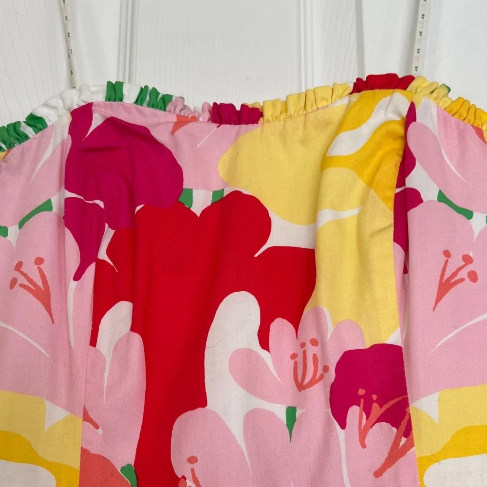 Lilly Pulitzer Strapless Flirty Floral Pattern Cotton Mini Dress With Pockets - Picture 3 of 15